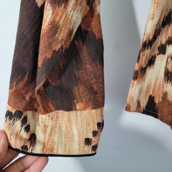 NEW VTG Brown Argyle Pattern Western Rodeo Button Front Cowgirl Top Size Large - Picture 6 of 12